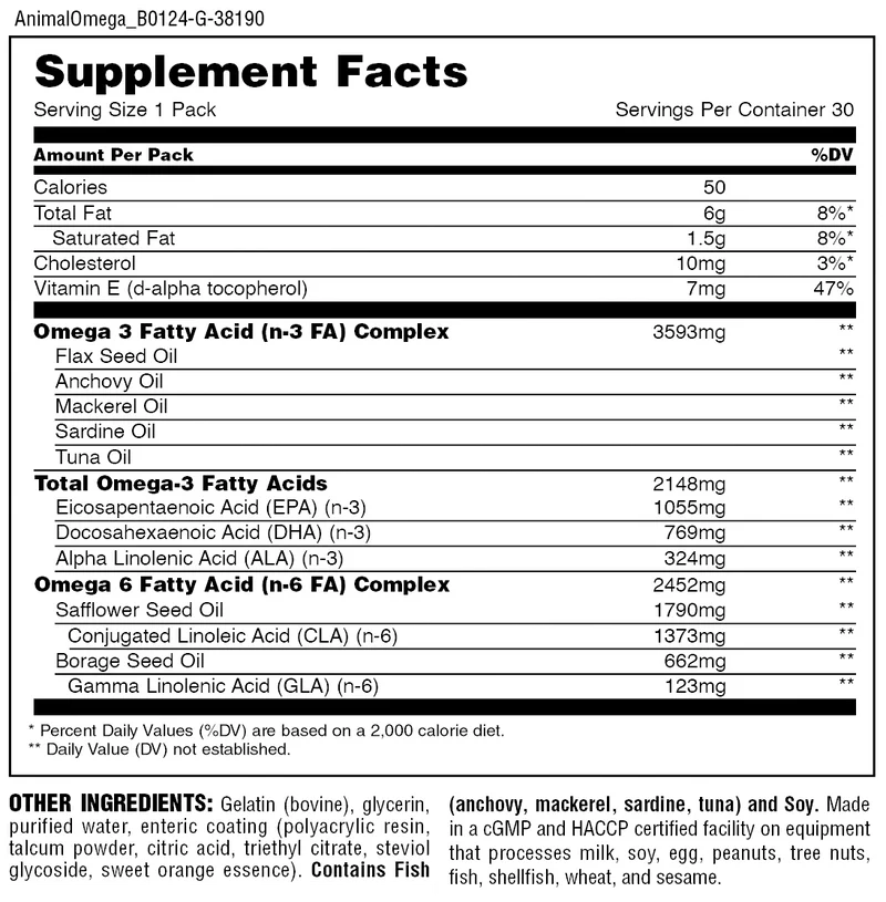 Animal Omega 30 pak.